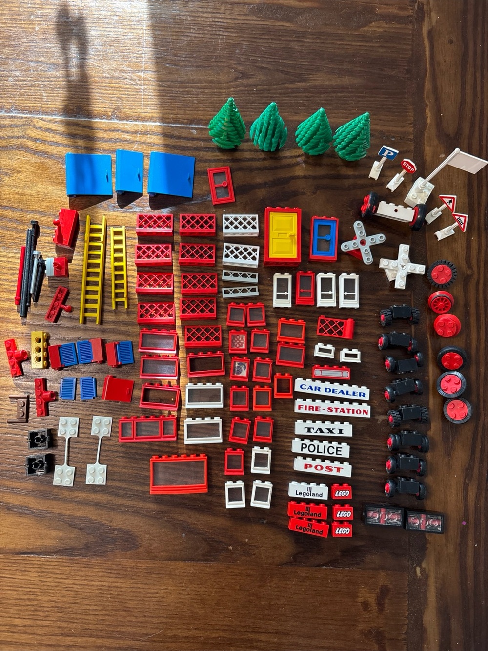 Vintage LEGO LEGOLAND Town Lot 1970s Signs Windows Wheels Trees Parts
